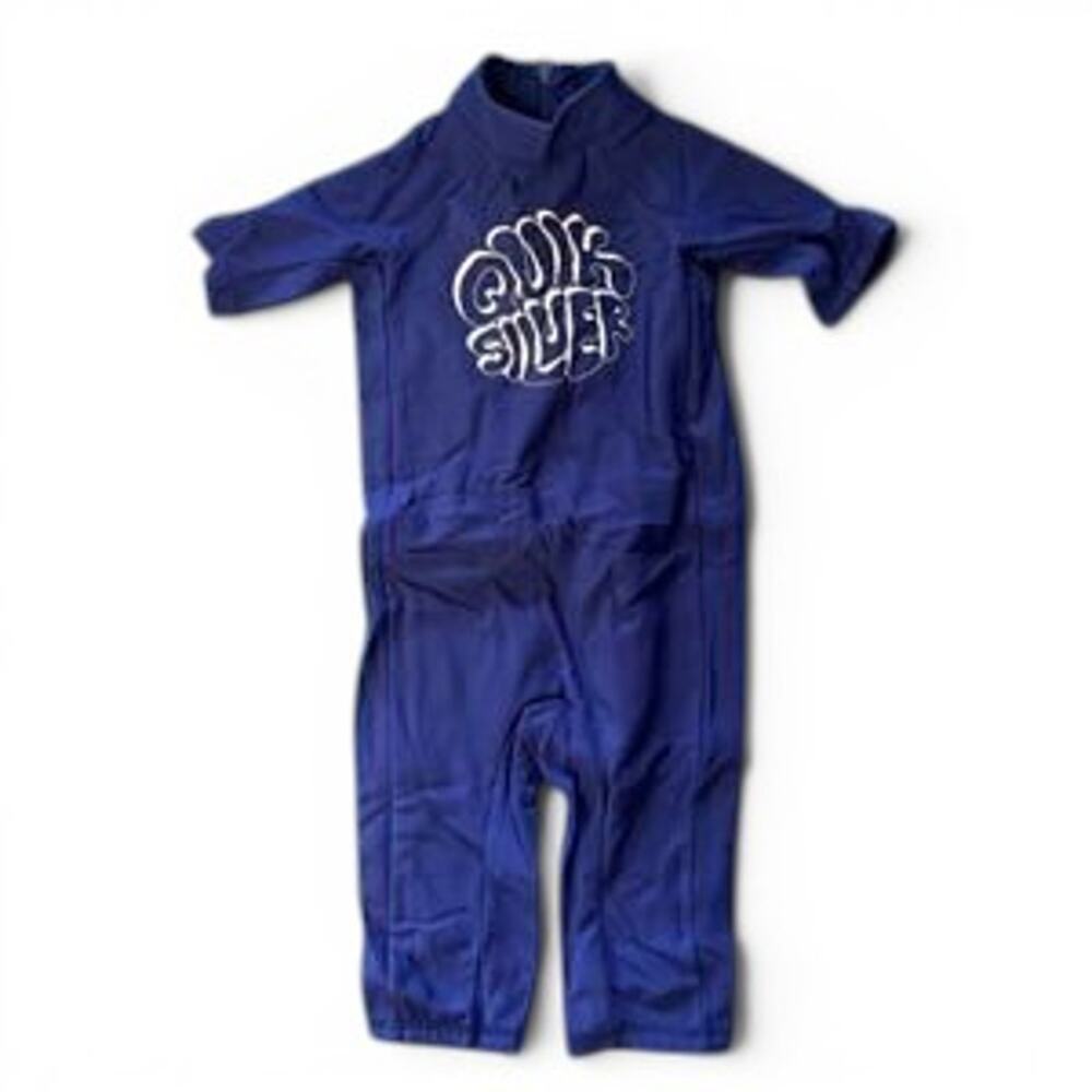 Quiksilver Boys Rash Guard Suit Size 5 Blue Short Sleeve Swim